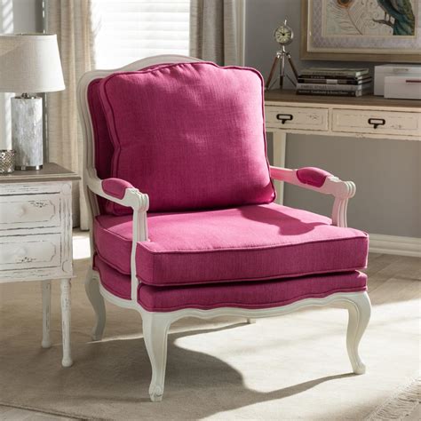 pink high back accent chair.